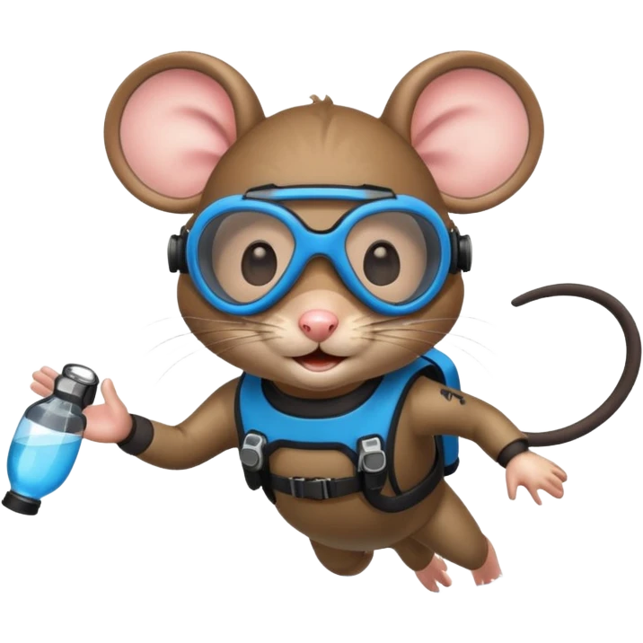 mouse wearing scuba gear dive into the sea emoji
