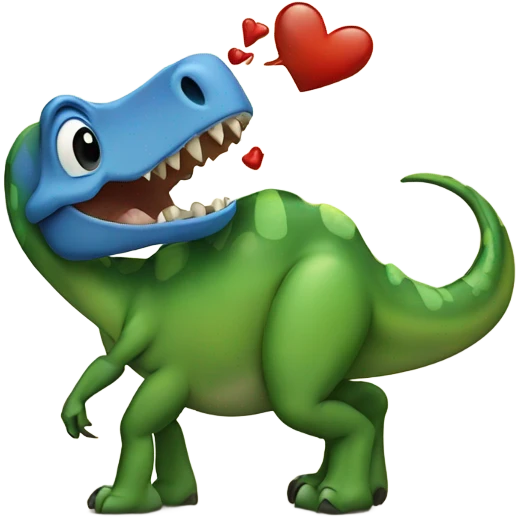 A dinosaur kissing an ant  emoji