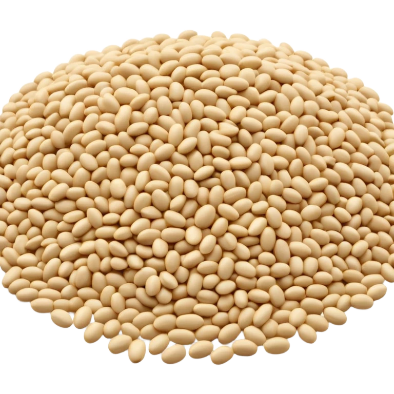 small pile or gentle scatter of whole sesame seeds, off-white to pale beige, tiny oval-shaped seeds, smooth slightly curved surface, natural size variation, dry matte texture, clean minimal soft shadows, no faces or packaging, emoji scale emoji