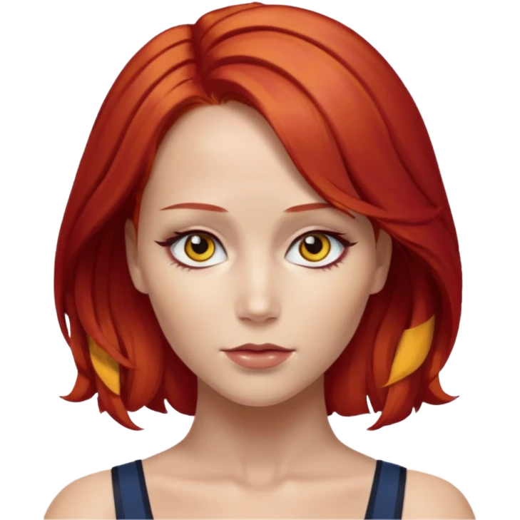 x-men mystique red hair yellow eye looks like jennifer lawrence emoji