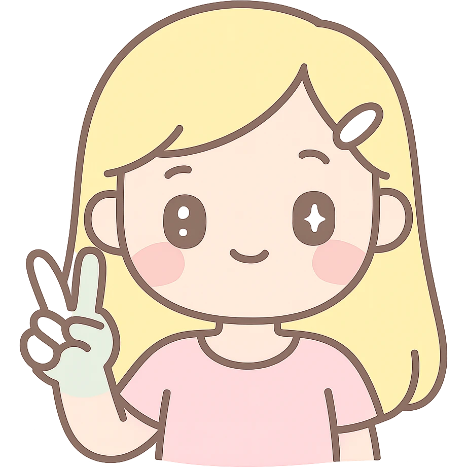 blonde popular girl making a peace sign with her hand, kawaii style emoji