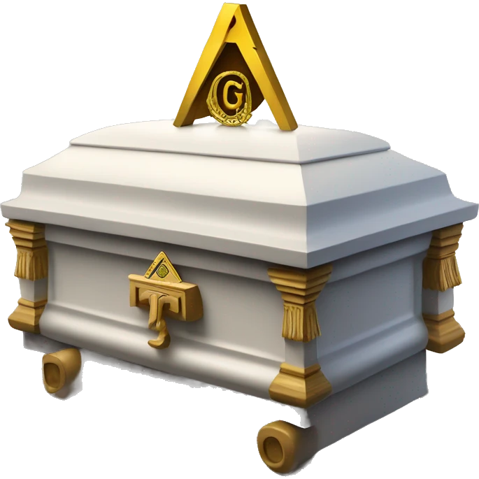casket with freemason logo and letter g emoji
