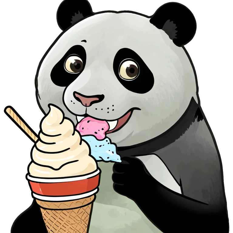 Panda eating ice cream emoji