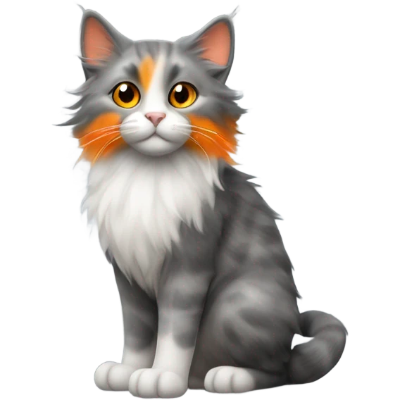 Grey and orange furry cat emoji