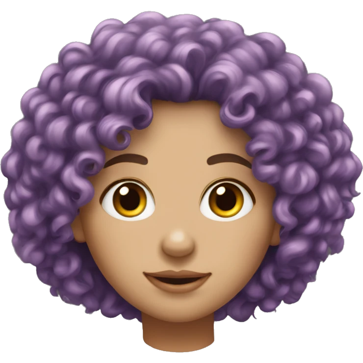 European, purple curly hair, woman, teenager, nose ring. emoji