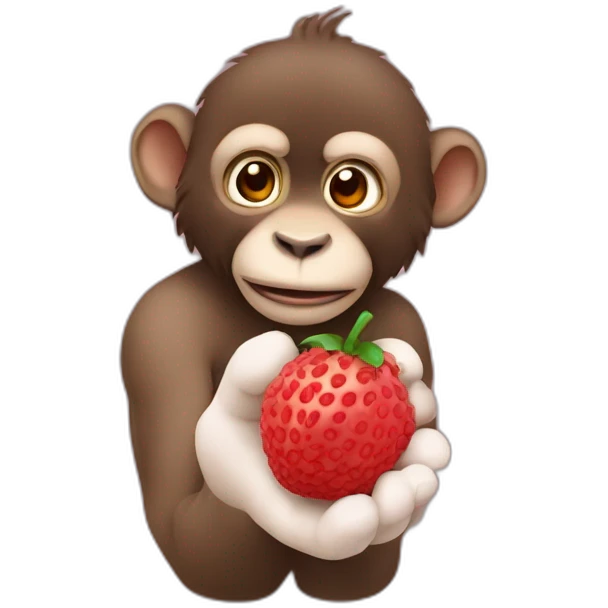 un singe avec un litchi dans les mains emoji