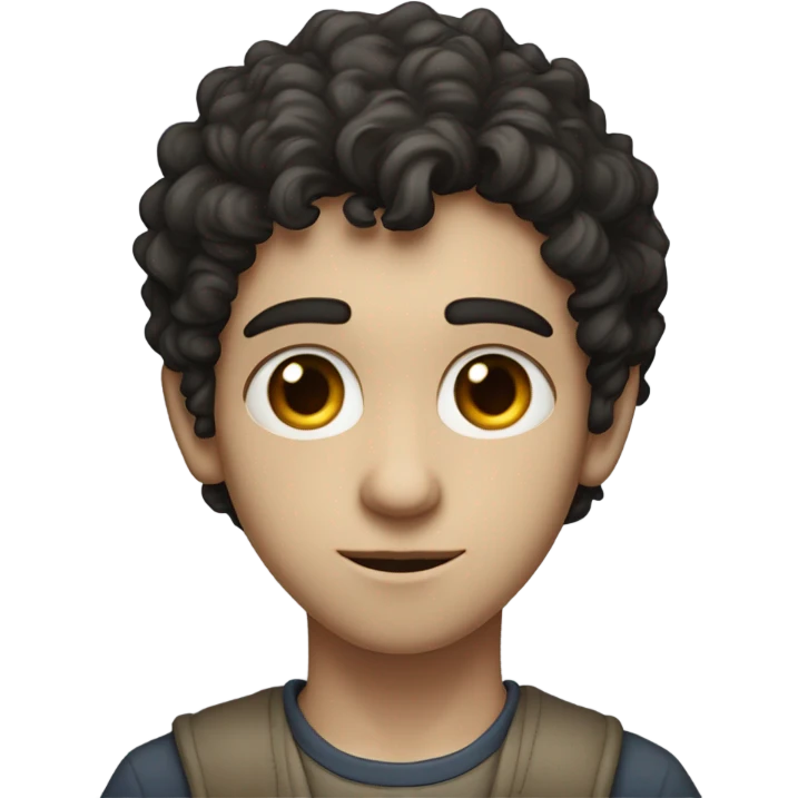 "A young man with dark curly hair, pale skin, and a thin build. He has a humble, thoughtful expression and wears simple, slightly worn clothing. A subtle Star of David appears nearby." emoji