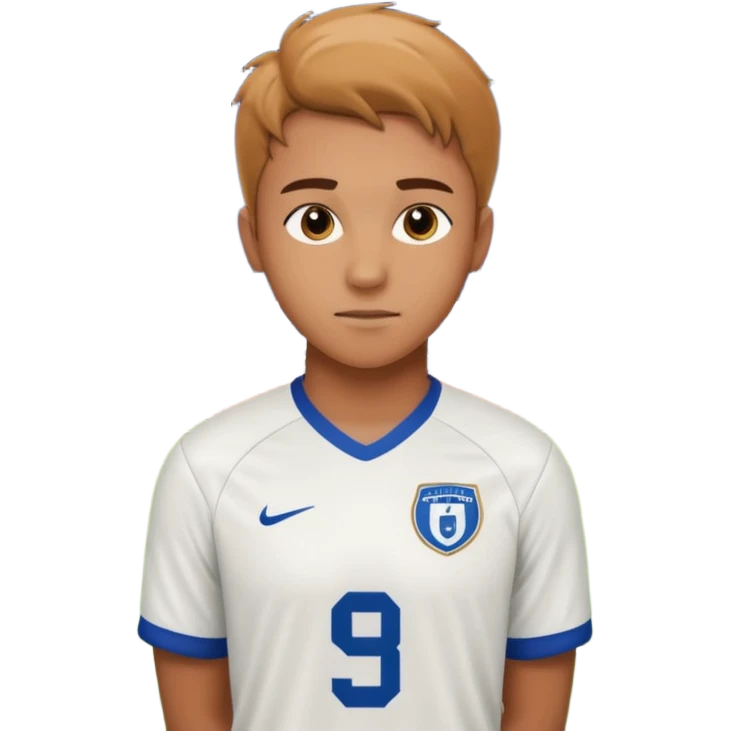 Undergraduate soccer player on college field, focused look, campus stadium lights, cinematic, realistic emoji