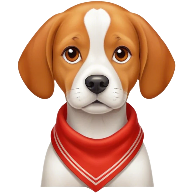 Realistic orange and white beagle with red handkerchief around neck  emoji