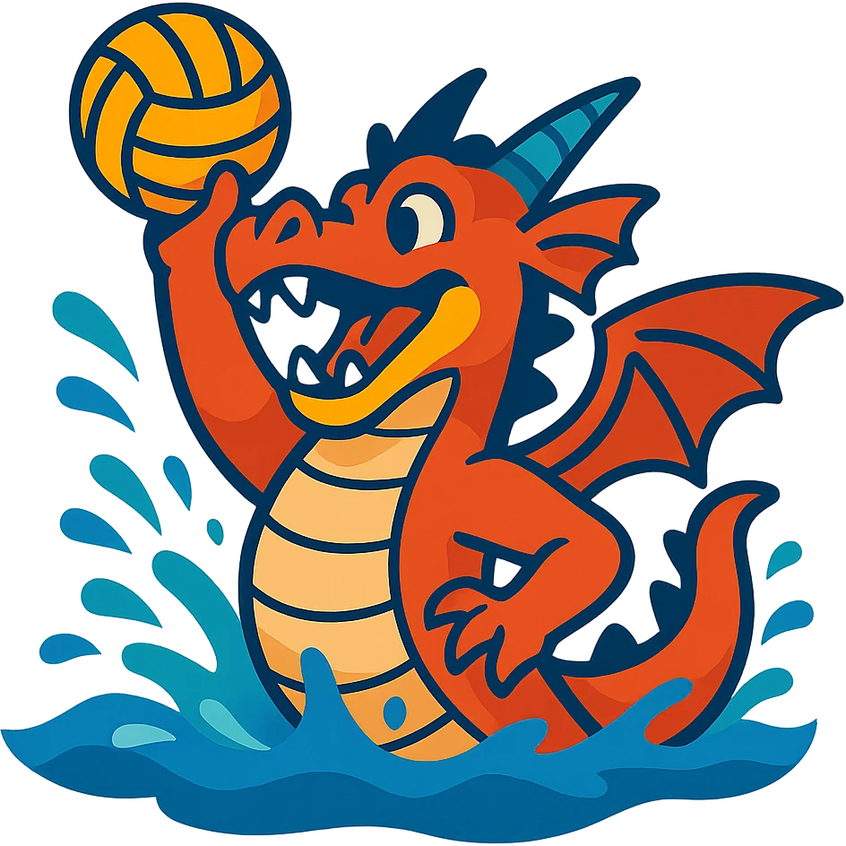 dragon playing water polo, illustrative style, vibrant colors emoji