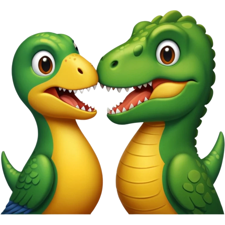 A bird kiss a trex emoji