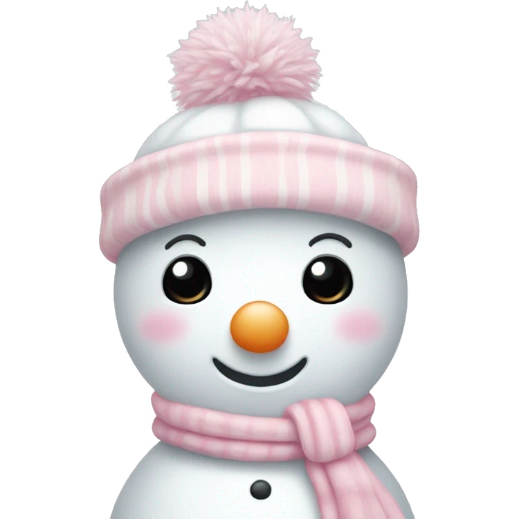 Cute white and light pink snowman emoji