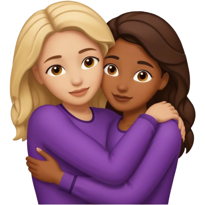 Morenita y blanquita abrazando  emoji