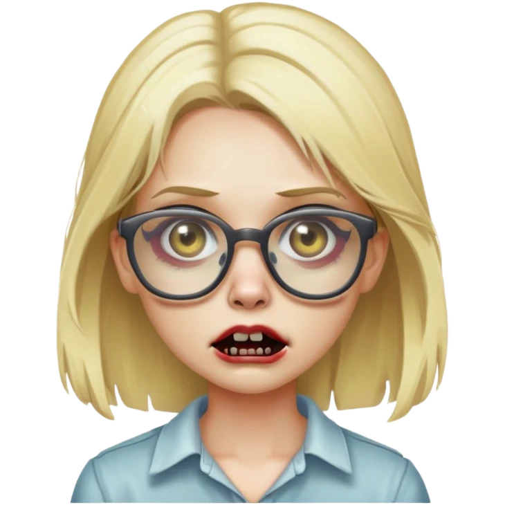 a zombie girl with blonde hair wearing glass emoji