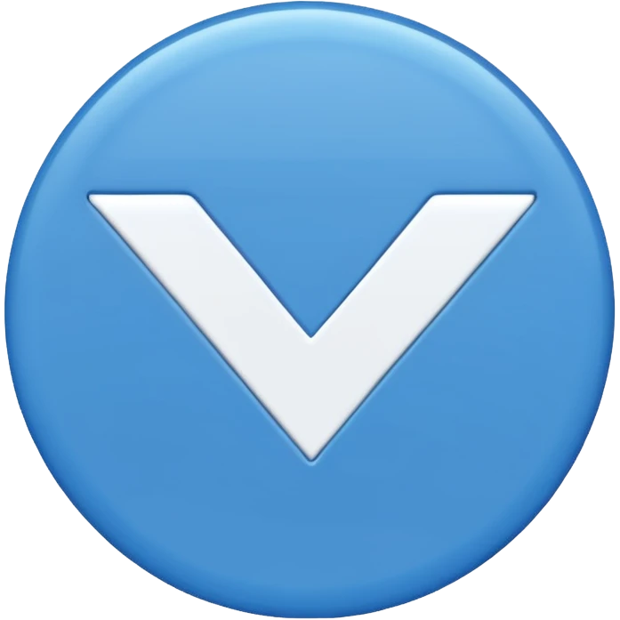 Un circulo de color azul  que adentro este una palomita de color blanco emoji