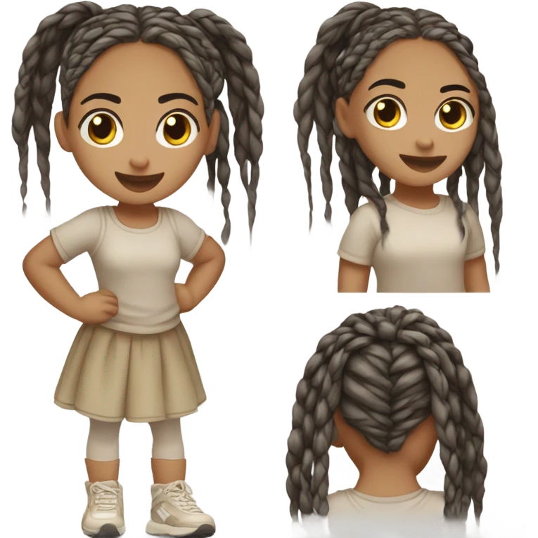 Light skin girl with long dark box braids running  emoji