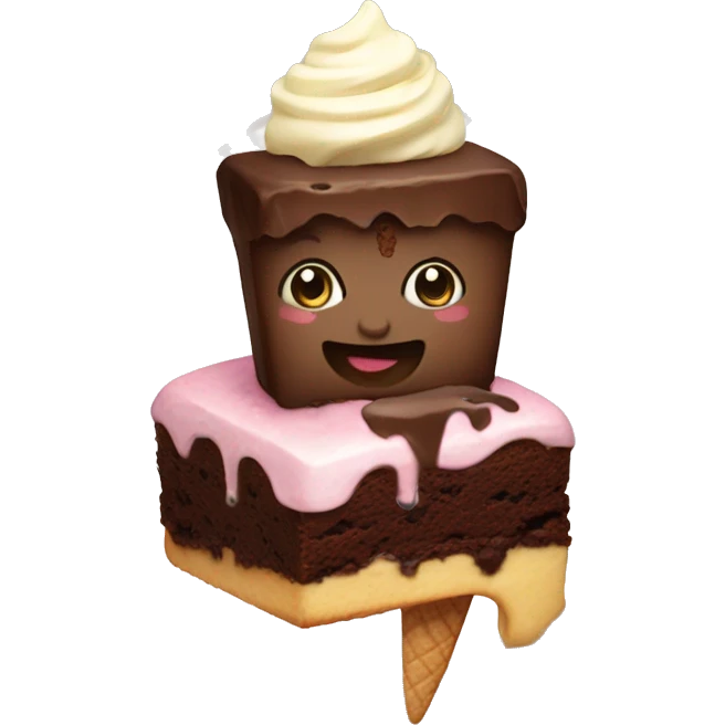 Brownie with ice cream  emoji