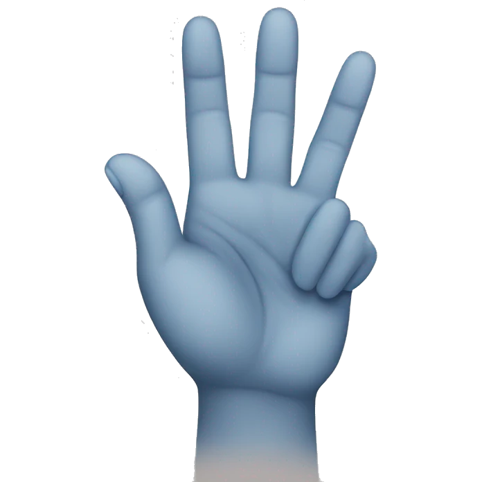 a cartoon hand holding up 3 fingers. Index, middle and ring finger emoji