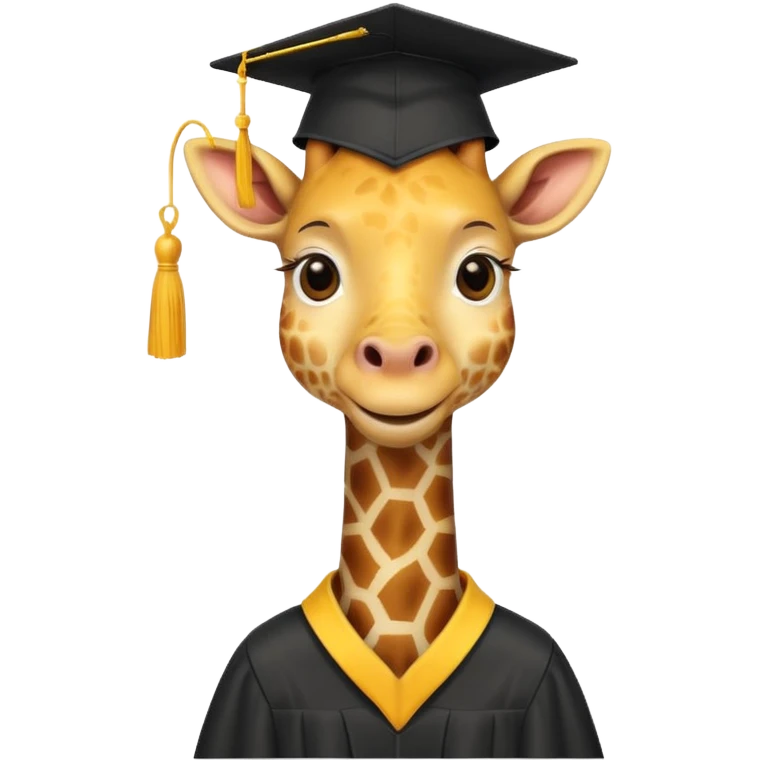 happy giraffe wearing a graduation cap emoji