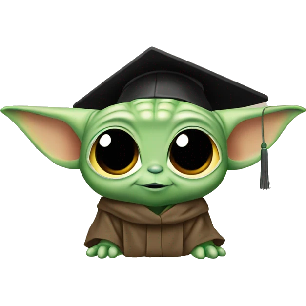 baby yoda wearing graduation cap emoji