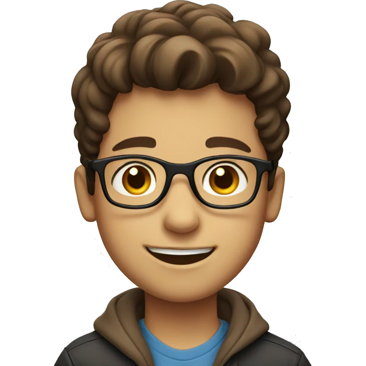 Brown haired smiling boy with glasses  emoji