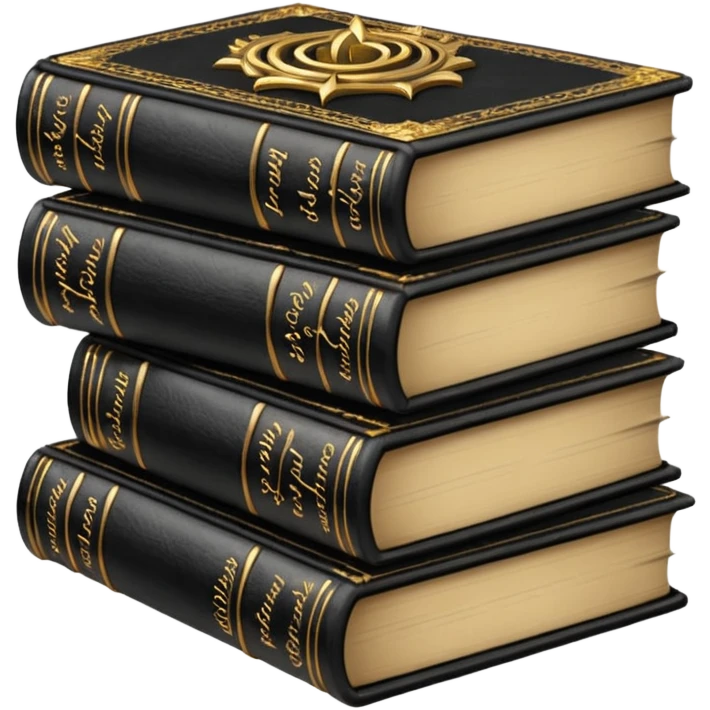 5 black gothic books on top emoji