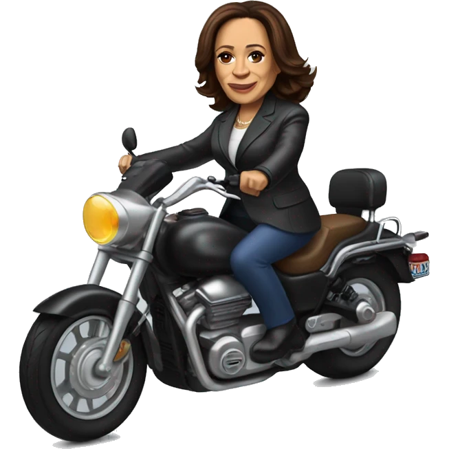 Kamala Harris driving a motorcycle  emoji