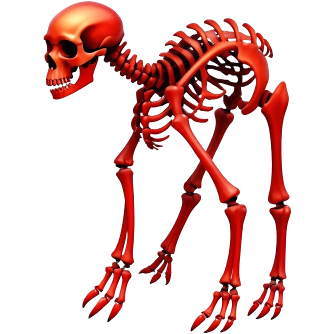 A black and red gradient epic shiny cool edgy skeletal bone animal, full body emoji