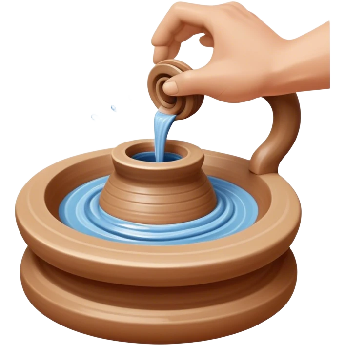 Cinematic Realistic image of a ceramic pottery wheel in action, with skilled hands shaping wet clay into a graceful form, featuring intricate details of swirling textures and gentle water splashes, illuminated by soft, artisanal lighting emoji