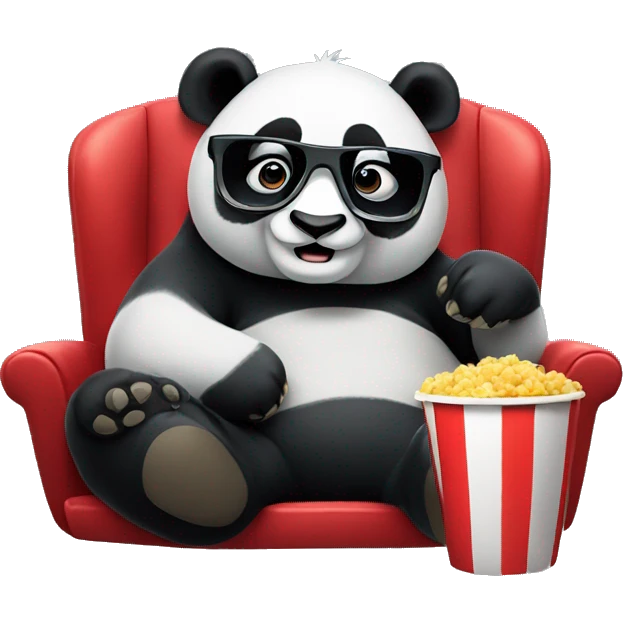 Panda watching movie with 3d glasses emoji