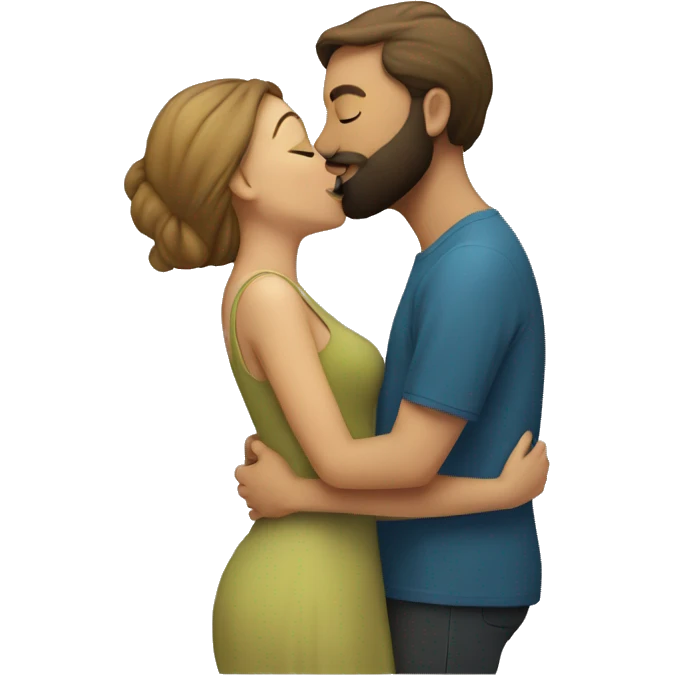 Bearded man kissing woman emoji