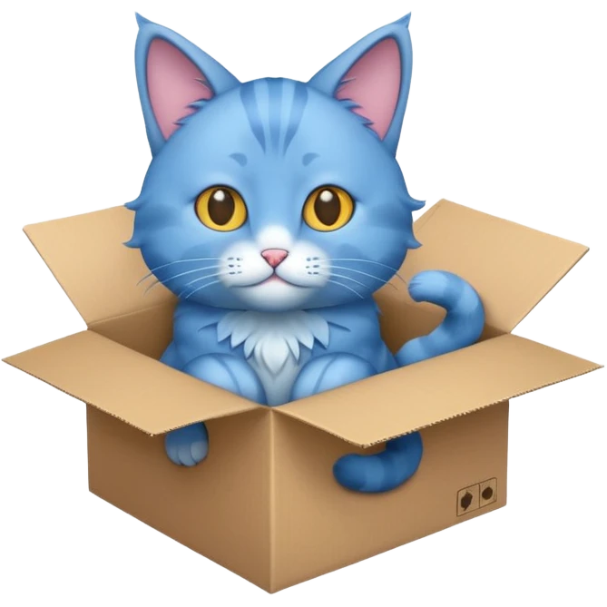blue cat in box emoji