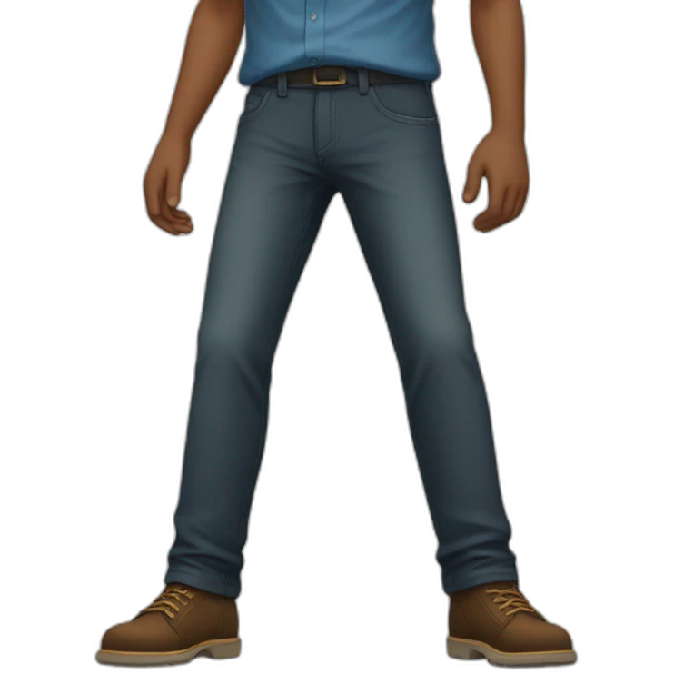 A man who is stand and the distance between his legs quite broad emoji