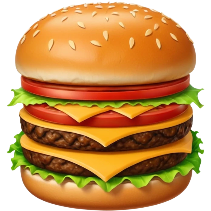 classic hamburger with bun, meat, lettuce, cheese, and tomato emoji
