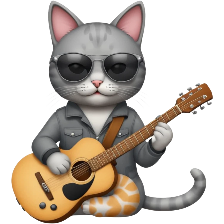 Cat with sunglasess and gitar emoji