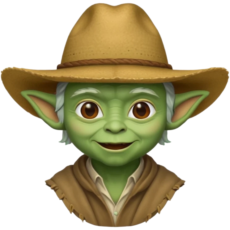 Yoda cu pălărie de cowboy emoji