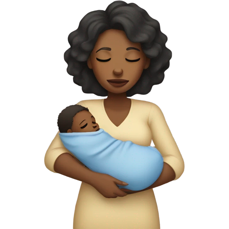 tired black mom holding baby boy emoji