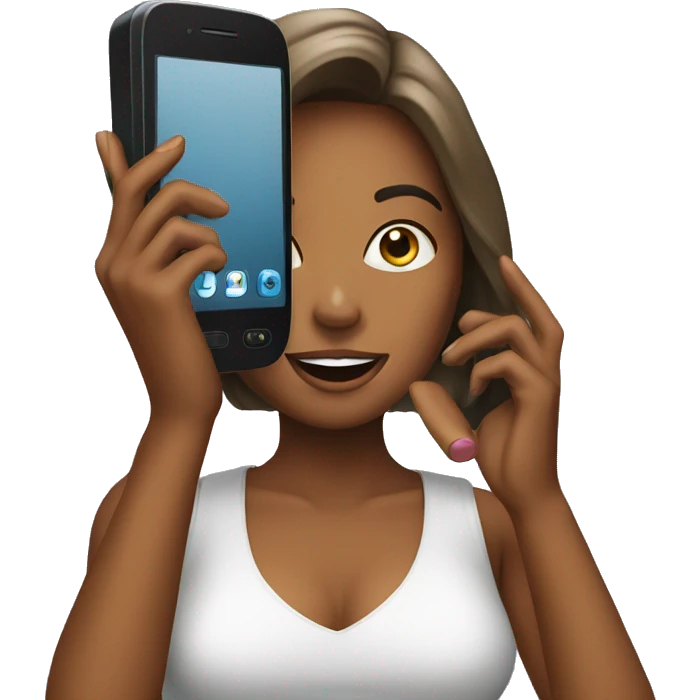 woman showing big phone emoji
