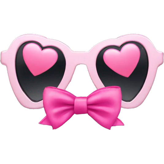 Heart sunglasses with two pink bows emoji