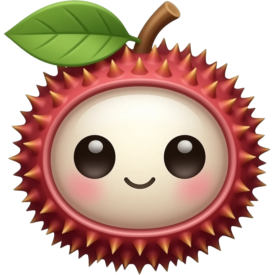 Kawaii rambután fruit emoji