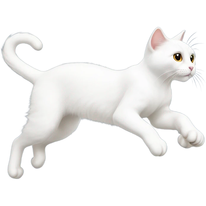 Realistic white cat jumping emoji