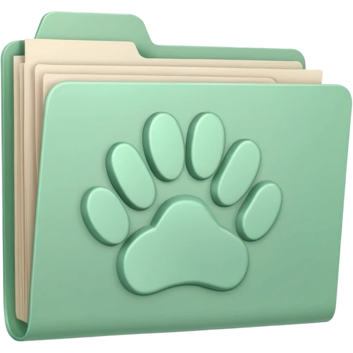 a pastel green folder of documents with a pawprint on it emoji