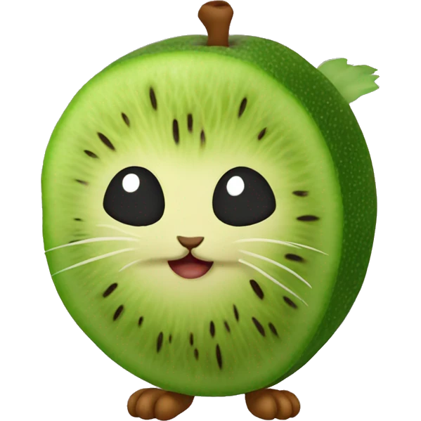 Kiwi fruit shaped as a kitten emoji