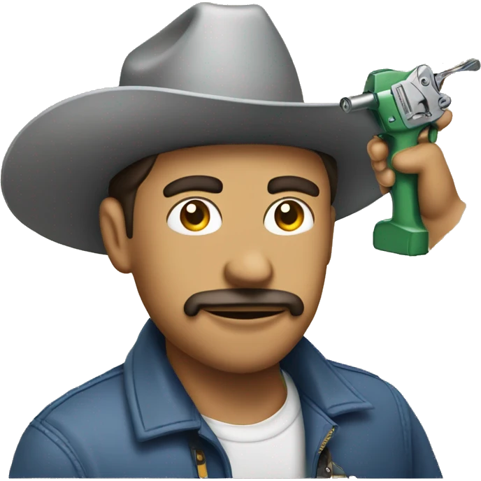 Guy with a staple gun with hat on Mexican emoji