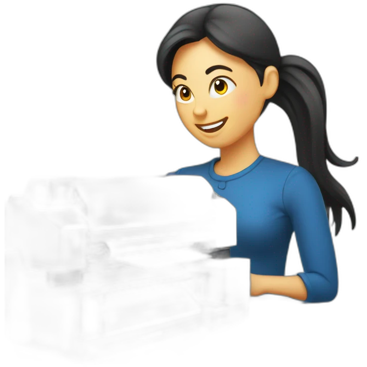 mujer imprimiendo en plotter emoji