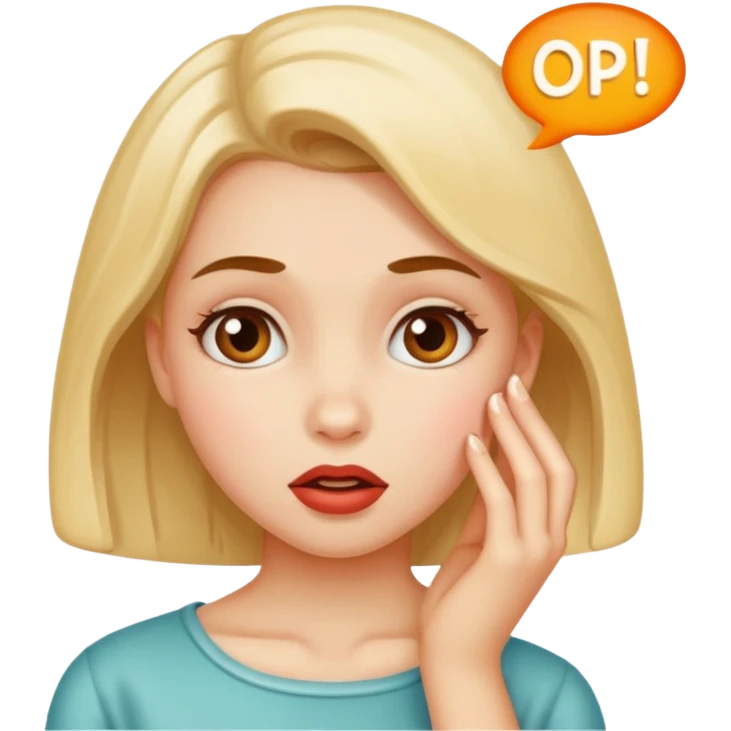 Retro girl saying oops emoji