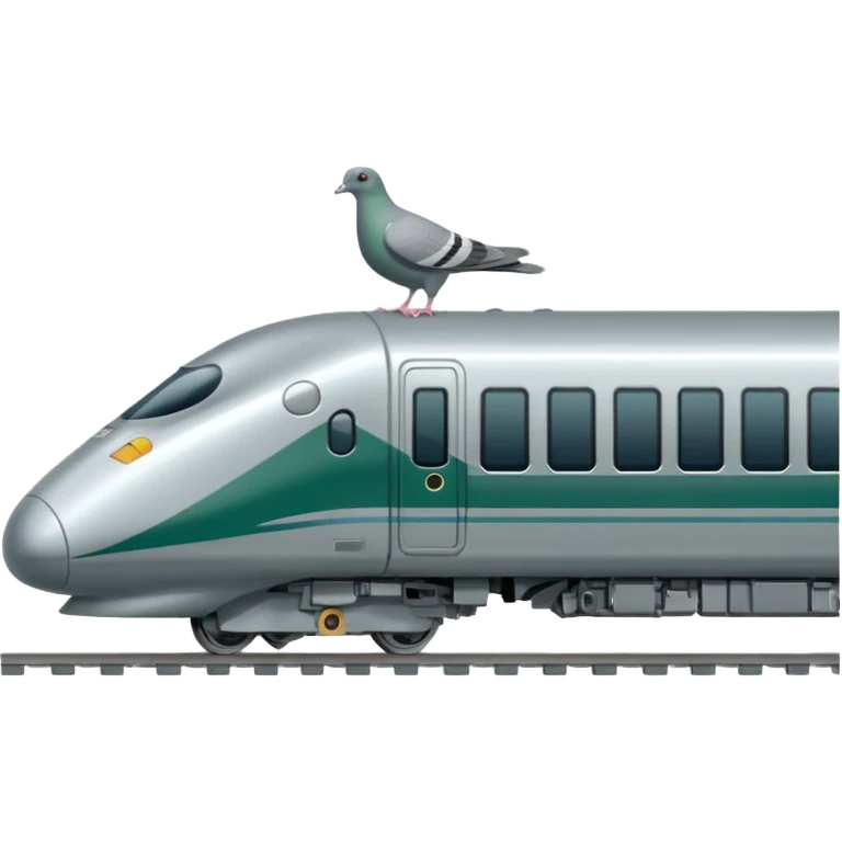 Shinkansen green and pigeon is standing on the platform emoji
