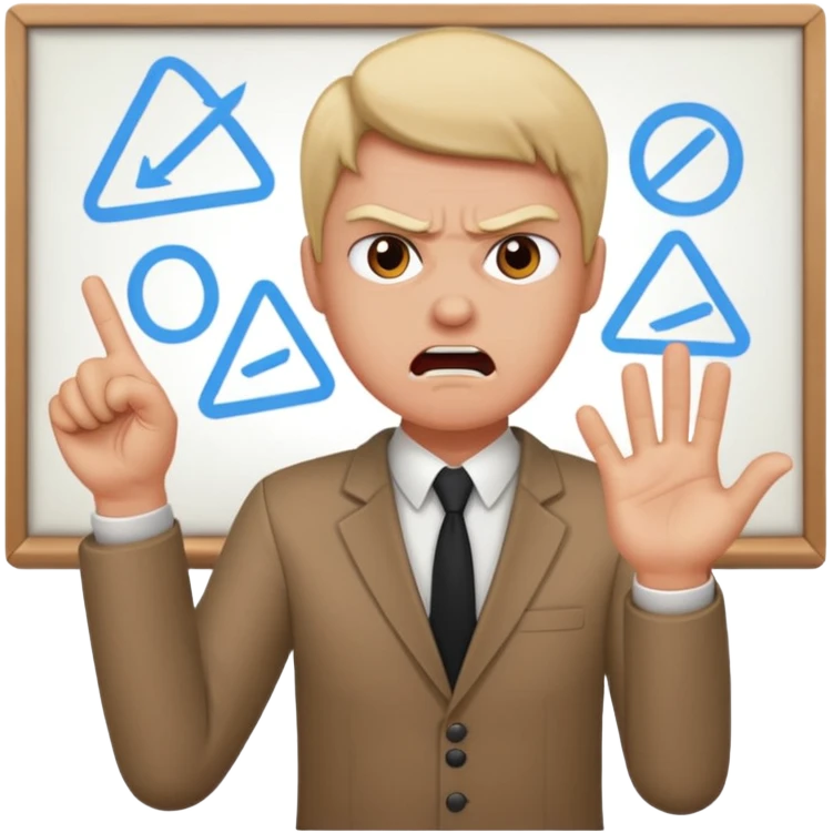 a person teaching a class and teacher is angry emoji