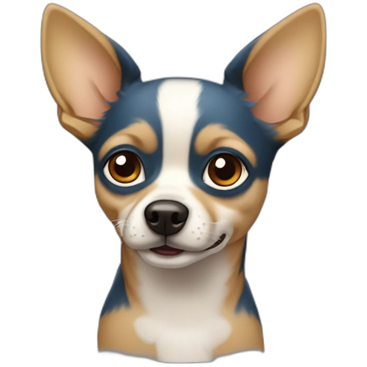 Chien de type chihuaha de 9 ans couleur bleu et tan visage emoji