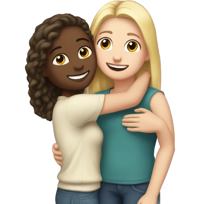 White Girl hugs white girl emoji